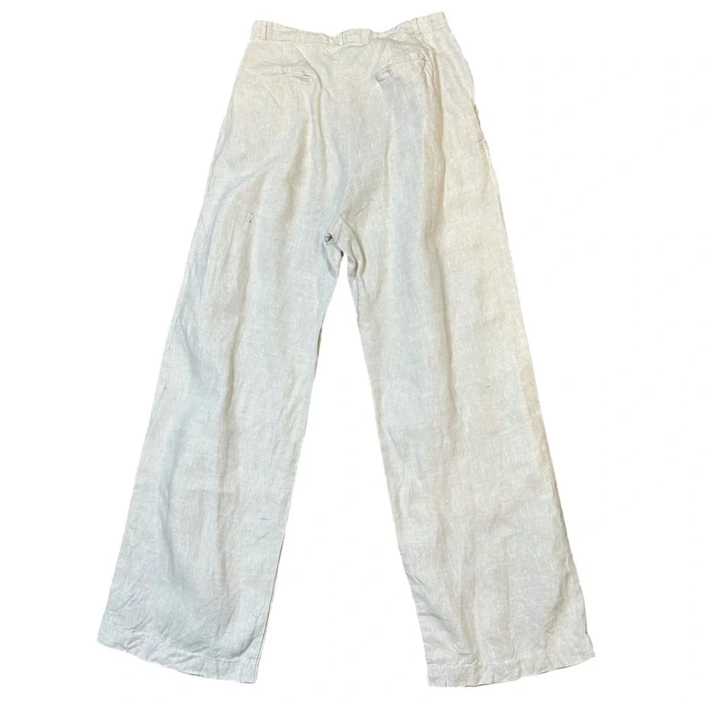 Reformation oatmeal linen vesta wide leg pleated trouser pants size 8 career - Picture 3 of 14